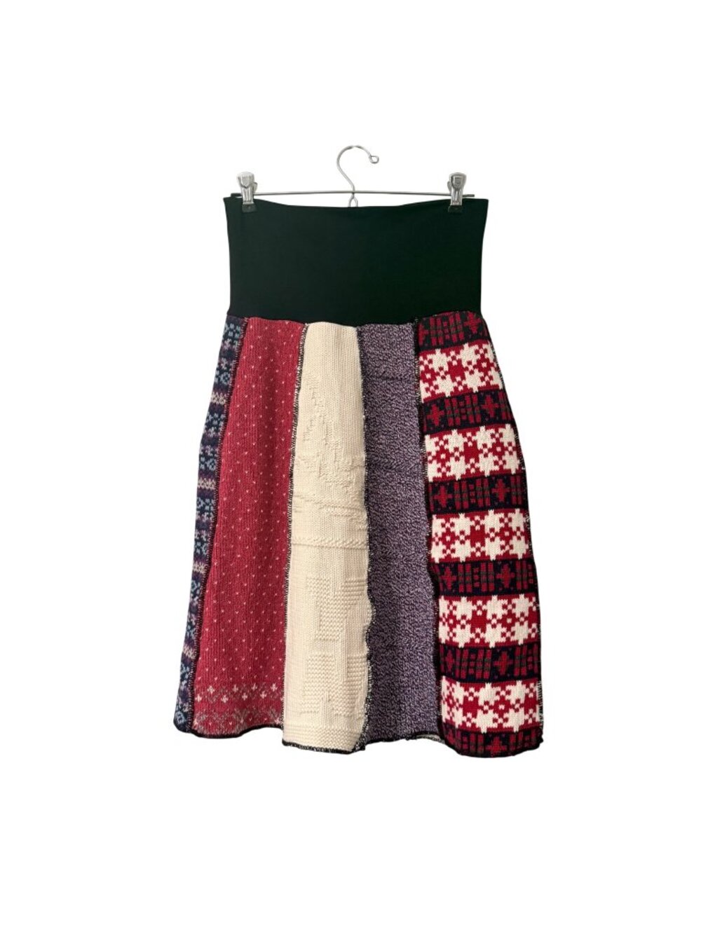 Vintage Recycled Fabric Womens Small Fair Isle Cozy Holiday Knee Length Skirt
